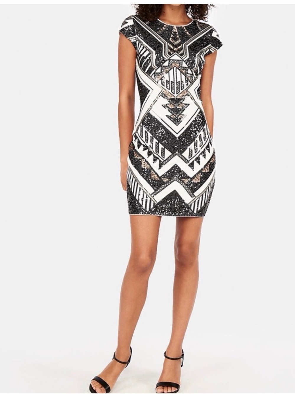 Express Geometric Sequin Bodycon Dress